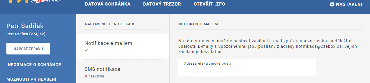 Takto si nastavíte notifikaci e-mailem v datové schránce